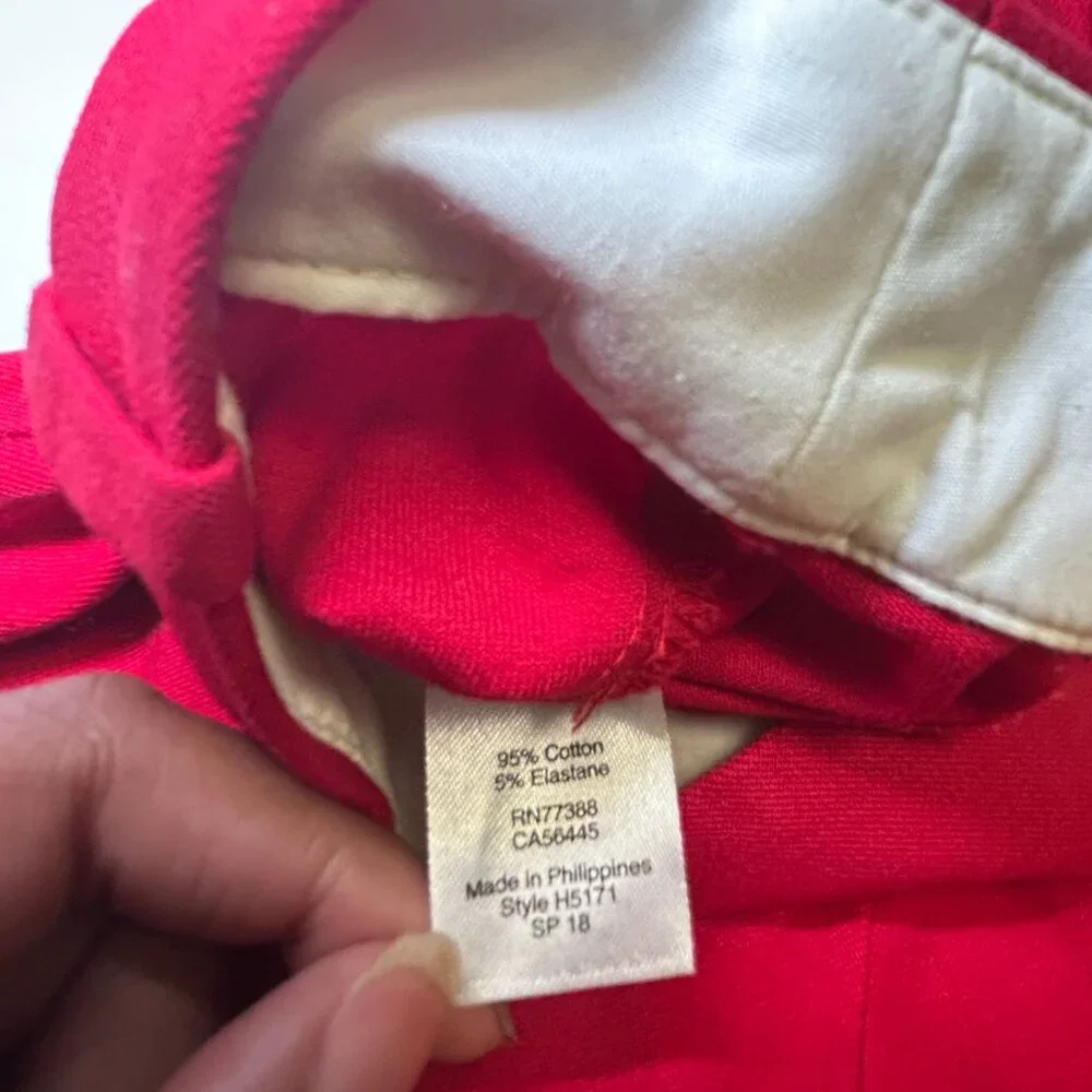 J.Crew Winnie Pants Cropped Scalloped Hem Side Zip Closure‎ Stretch Fabric Red 4